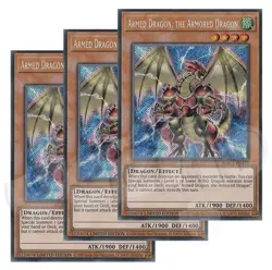 Yugioh Armed Dragon the Armored Dragon x 3 Limited Secret Rare - Free Holo Card - Image 1