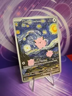 Pokemon Clefairy Starry Night Van Gogh Beautiful Moon ACG Star Trading Card NM - Image 2