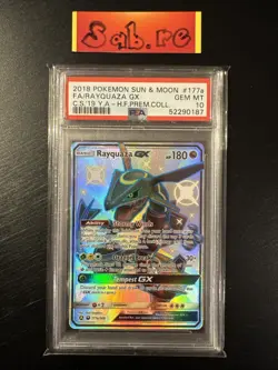 PSA 10 Rayquaza GX Shiny Promo Hidden Fates 177a/168 Pokemon Card - Image 1