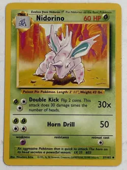 NIDORINO - 37/102 - Base Set - Pokemon Card - Unlimited Edition - LP Vintage - Image 2