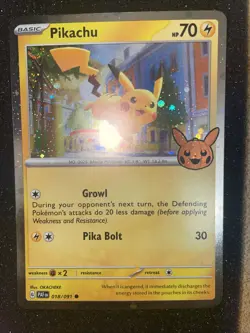 Pokemon TCG Pikachu 018/091 2024 Trick Or Trade Cosmo Holo - Image 1