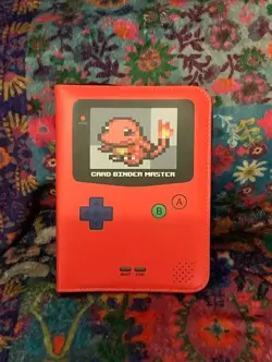 Small, Red, Gameboy, Pokemon, Charmander, 4 Pocket, 3 Ring TCG Binder - Image 1