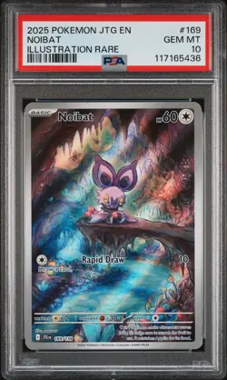 2025 POKEMON JTG EN-JOURNEY TOGETHER ILLUSTRATION RARE #169 NOIBAT PSA 10 - Image 1