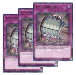 Yugioh - Toon Briefcase x 3 - 1st Edition Ultra Rare Green NM - Free Holo Card - Image 1