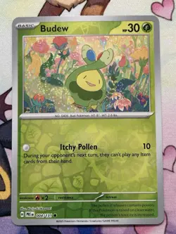 Pokemon TCG Budew 004/131 Reverse Holo Common Card Prismatic Evolutions - Image 1