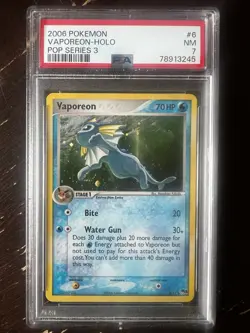 Pokemon 2006 PSA 7 NM Vaporeon Holo POP Series 3 6/17 Promo Card - Image 1
