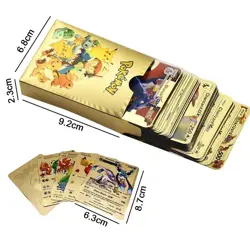 55Pcs Pokemon Card Foil GOLD PACK CARDS TCG GX Vmax GX Card Charizard Rare - Image 3