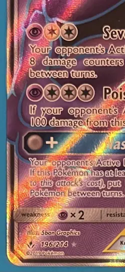 Muk & Alolan Muk GX Full Art Holo Card 196/214 Sm-Unbroken Bonds Ultra Rare - Image 3