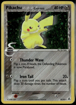 Pikachu Holo 93/92 - ex Legend Maker Holo 2005 LP Pokemon Card - Image 1