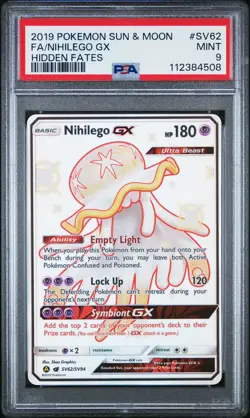 PSA 9 MINT Nihilego Gx Full Art Holo Pokemon Hidden Fates SV62/SV94 - Image 1