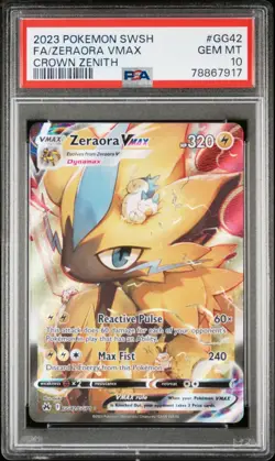 PSA 10 GEM MT 2023 Pokemon Zeraora Vmax Full Art Crown Zenith #GG42 - Image 1
