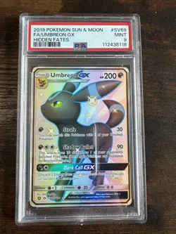 2019 POKEMON SUN & MOON HIDDEN FATES SV69 UMBREON GX SV69/SV94 PSA 9 - Image 1