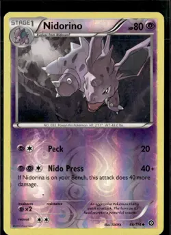 Pokemon Nidorino 44/114 Steam Siege Reverse Holo Uncommon 2 Card Lot LP - Image 1