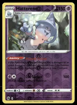 2020 Champion's Path Set Pokemon Card 20 Hatterene Reverse Foil NM - Image 1