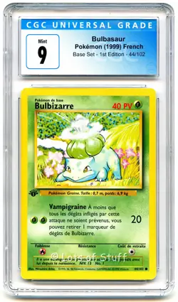 CGC 9 MINT French Bulbasaur Base Set 1st Edition 1999 Pokemon WOTC 44/102 -23 - Image 1