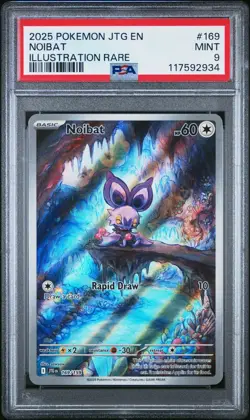 2025 POKEMON JTG EN-JOURNEY TOGETHER ILLUSTRATION RARE #169 NOIBAT PSA 9 - Image 1
