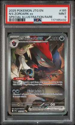 2025 POKEMON JTG EN-JOURNEY TOGETHER #185 N'S ZOROARK EX PSA 9 - Image 1