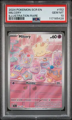 2024 POKEMON SCR EN-STELLAR CROWN ILLUSTRATION RARE #152 MILCERY PSA 10 - Image 1