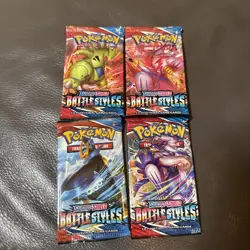 4x Pokemon Battle Styles Sealed Booster Pack Sword Shield Complete Art Set Lot - Image 1