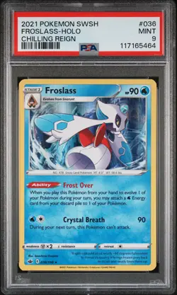2021 POKEMON SWORD & SHIELD CHILLING REIGN #036 FROSLASS-HOLO PSA 9 - Image 1