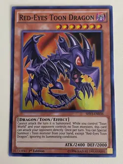 Yugioh Red-Eyes Toon Dragon - 1st Edition Super Rare NM - Free Holo Card - B - Image 1