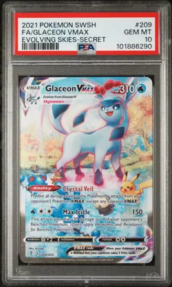 PSA 10 Graded Evolving Skies 209/203 Glaceon VMAX Alternate Art Pokemon Card - Image 1