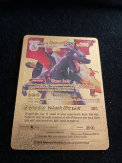Shining Charizard GX Gold Foil Pokemon Card Fan Art HP 250 Mint Condition - Image 1