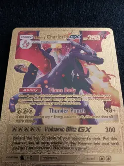 Shining Charizard GX Gold Foil Pokemon Card Fan Art HP 250 Mint Condition - Image 2