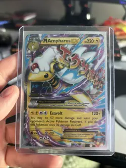 Pokemon Card Mega M Ampharos EX 28/98 Holo XY Ancient Origins- Mint Condition - Image 1