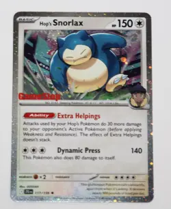 Pokemon TCG Hop's Snorlax Stamped Promo Card 117/159 GameStop Exclusive SHARP!! - Image 1