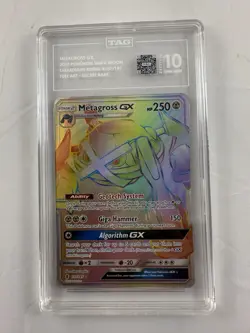 Metagross GX Secret Rainbow Rare 157/145 Pokemon Card, TAG Graded 10 GEM MINT - Image 1