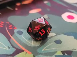 MTG OTJ BLACK/RED D20-sided Spindown Die / Dice (19 mm) Outlaws Of Thunder - Image 1