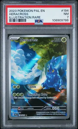 2023 POKEMON PAL EN-PALDEA EVOLVED ILLUSTRATION RARE #194 HERACROSS PSA 7 - Image 1
