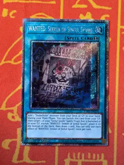 YUGIOH WANTED: SEEKER OF SINFUL SPOILS PLATINUM SECRET RARE NM RA03-EN074 - Image 1