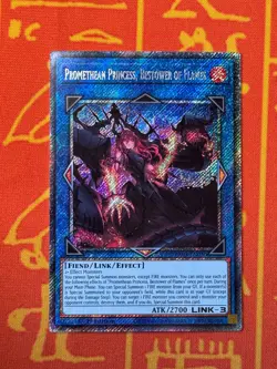 YUGIOH PROMETHEAN PRINCESS, BESTOWER OF FLAMES PLATINUM SECRET RARE RA03-EN050 - Image 1
