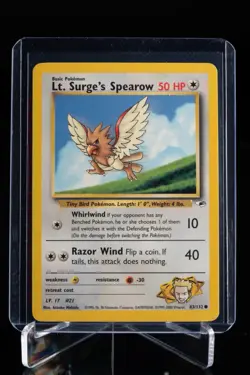 Lt. Surge's Spearow 83/132 Gym Heroes Unlimited Pokemon Card NM - Image 1