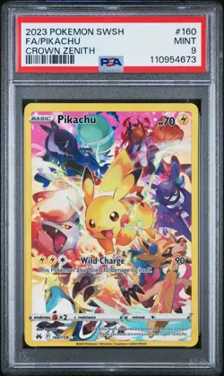 Pikachu 160/159 SWSH Crown Zenith Full Art PSA 9 Pokemon Card - Image 1