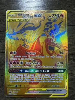 Reshiram & Charizard GX Pokemon Tag Team Card SM191 Promo NM - Image 1