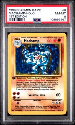 1999 Pokemon Game Machamp #8 1ST Edition PSA 8 - Image 1