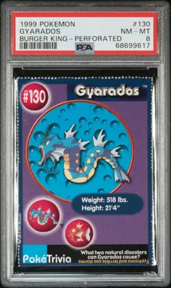 Gyarados - 1999 Pokemon Burger King - Perforated #130 - PSA 8 (LOW POP) - Image 1