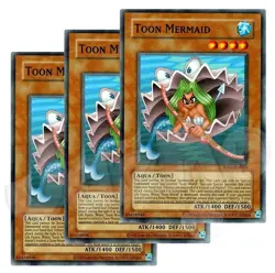 Yugioh - Toon Mermaid x 3 - NM - Plus Free Holo Card - Image 1