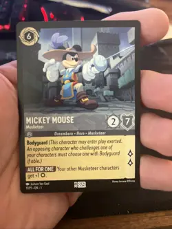 Disney Lorcana GenCon 2023 exclusive: Mickey Mouse Musketeer promo card unplayed - Image 1