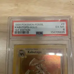 Pokemon PSA 7 Kabutops 9/62 Fossil Holo Rare Card Vintage 1st Edition WOTC 1999 - Image 2