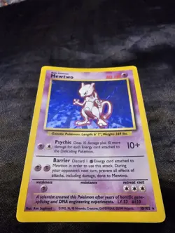 Pokemon Mewtwo TCG Base Set Holo Unlimited Rare Card 10/102 - Image 1
