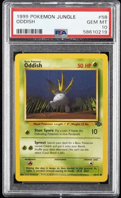 1999 POKEMON JUNGLE #58 ODDISH PSA 10 - Image 1