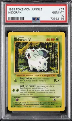 1999 POKEMON JUNGLE #57 NIDORAN PSA 10 - Image 1