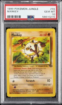 1999 POKEMON JUNGLE #55 MANKEY PSA 10 - Image 1