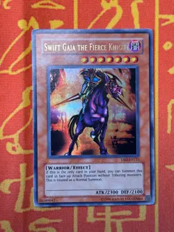 YUGIOH SWIFT GAIA THE FIERCE KNIGHT ULTRA RARE HEAVY PLAY DB2-EN111 - Image 1