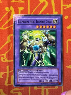 YUGIOH ELEMENTAL HERO THUNDER GIANT PARALLEL RARE EXCELLENT MF01-EN001 MATTEL - Image 1