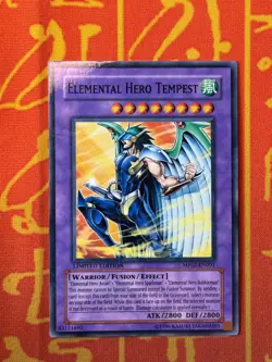YUGIOH ELEMENTAL HERO TEMPEST PARALLEL RARE EXCELLENT MF02-EN001 MATTEL - Image 1